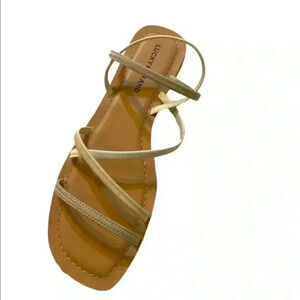 Lucky Brand sandal womens strappy LK Bizell elastic feather grey shoe SZ 11M